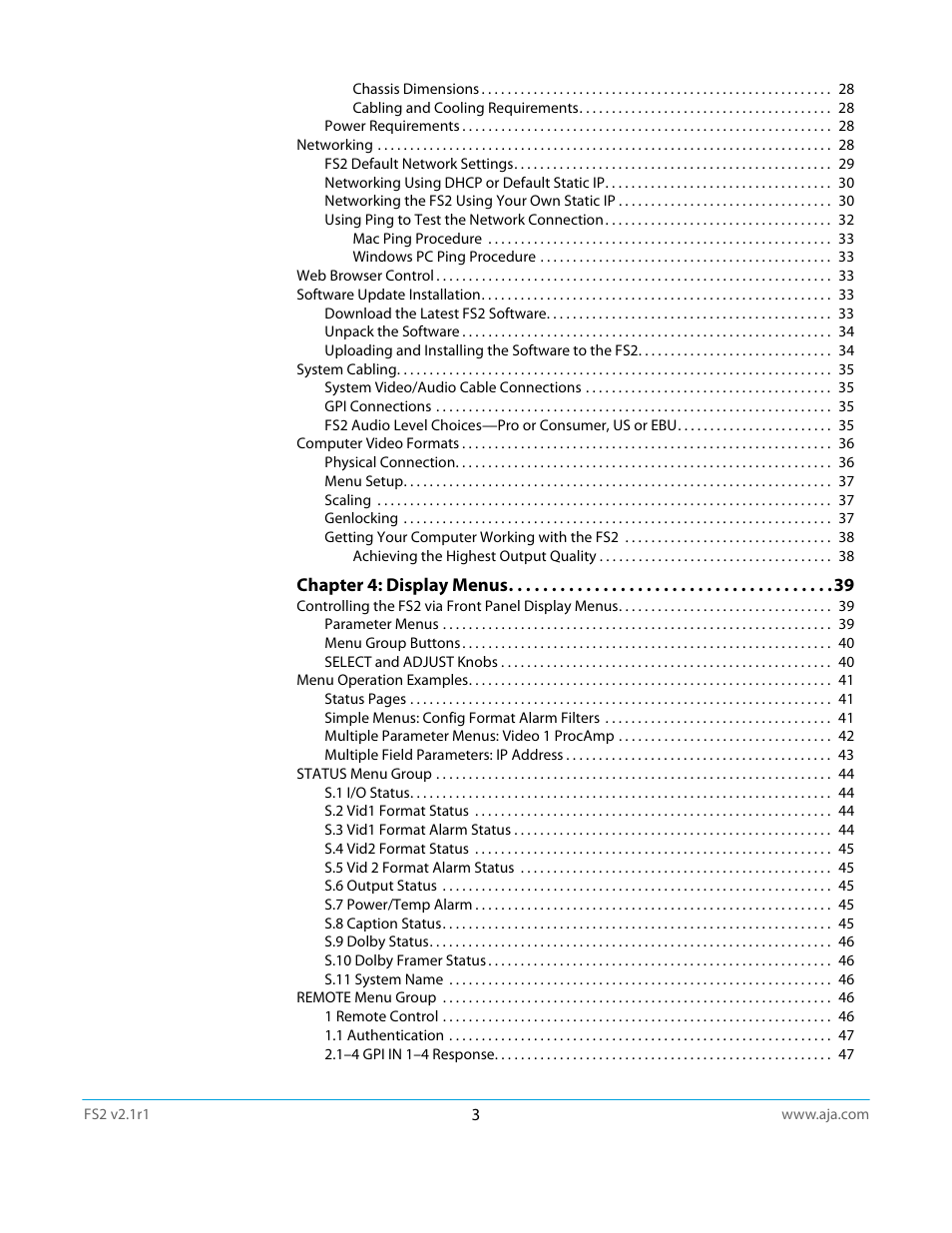 AJA FS2 Manual User Manual | Page 3 / 125