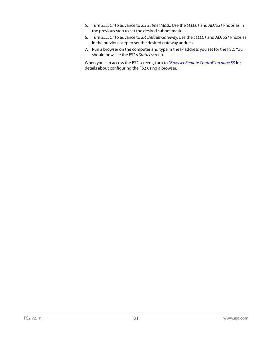 AJA FS2 Manual User Manual | Page 31 / 125