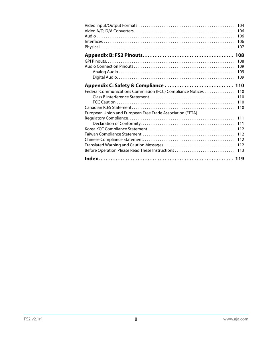 AJA FS2 Manual User Manual | Page 8 / 125
