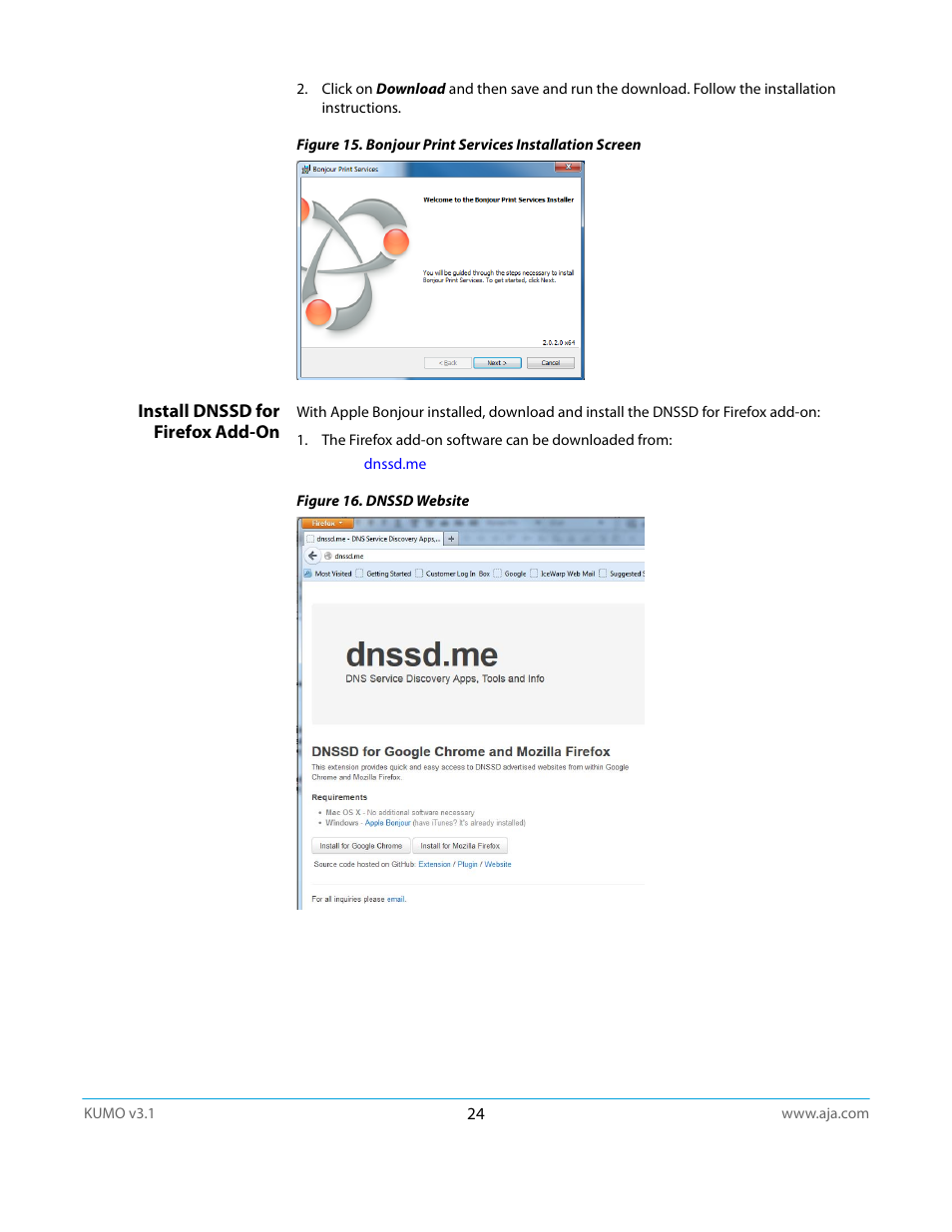 Install dnssd for firefox add-on | AJA KUMO CP User Manual | Page 24 / 66