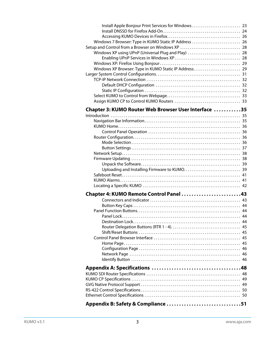 AJA KUMO CP User Manual | Page 3 / 66