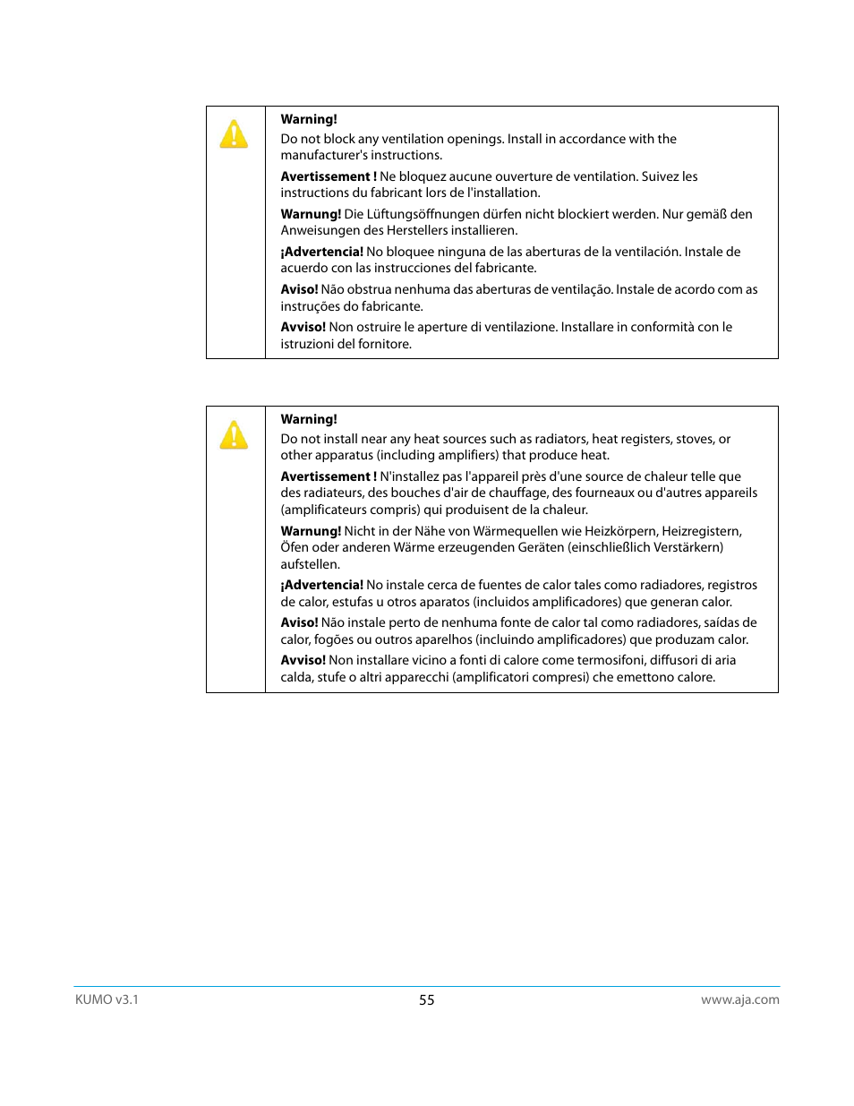 AJA KUMO CP User Manual | Page 55 / 66