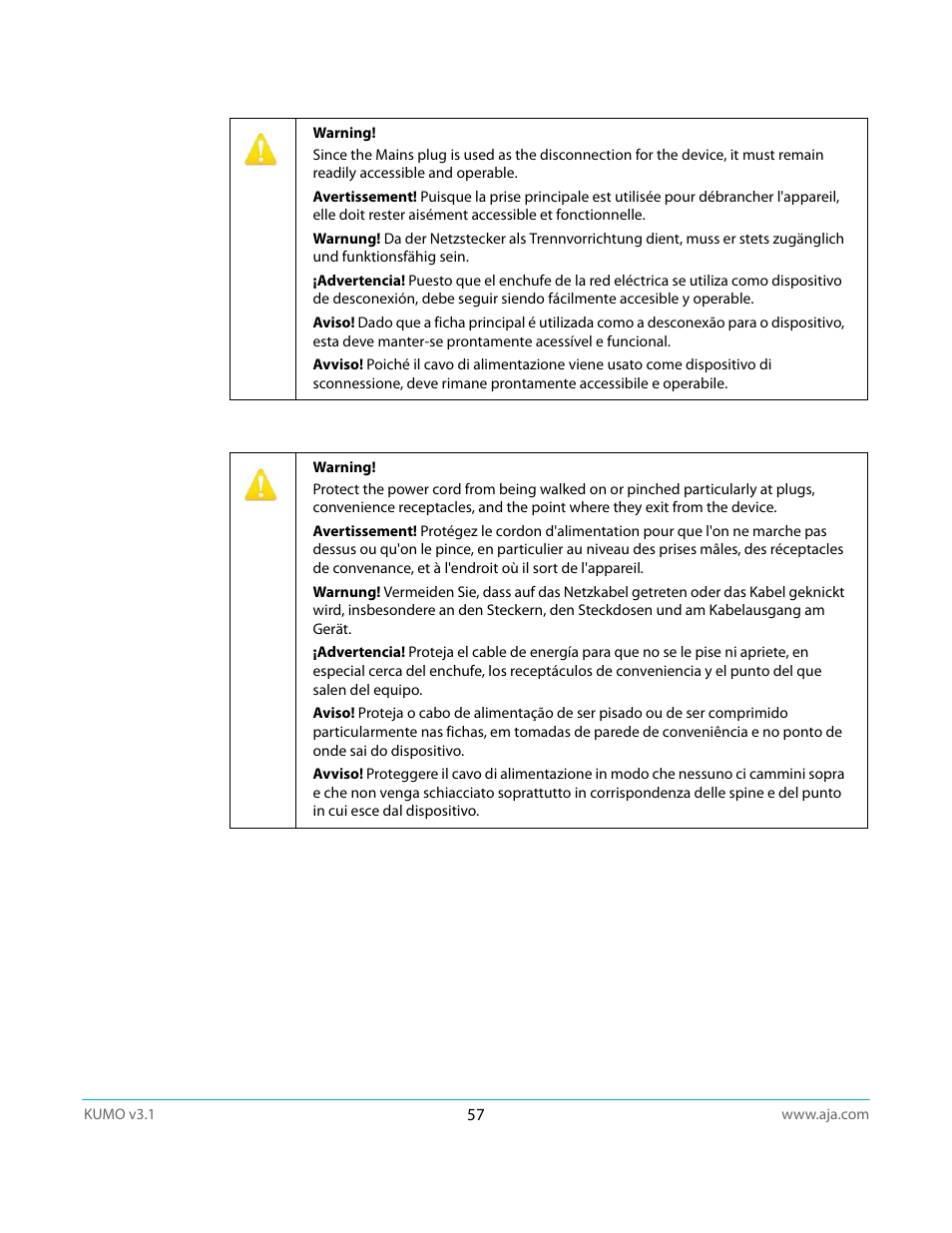 AJA KUMO CP User Manual | Page 57 / 66