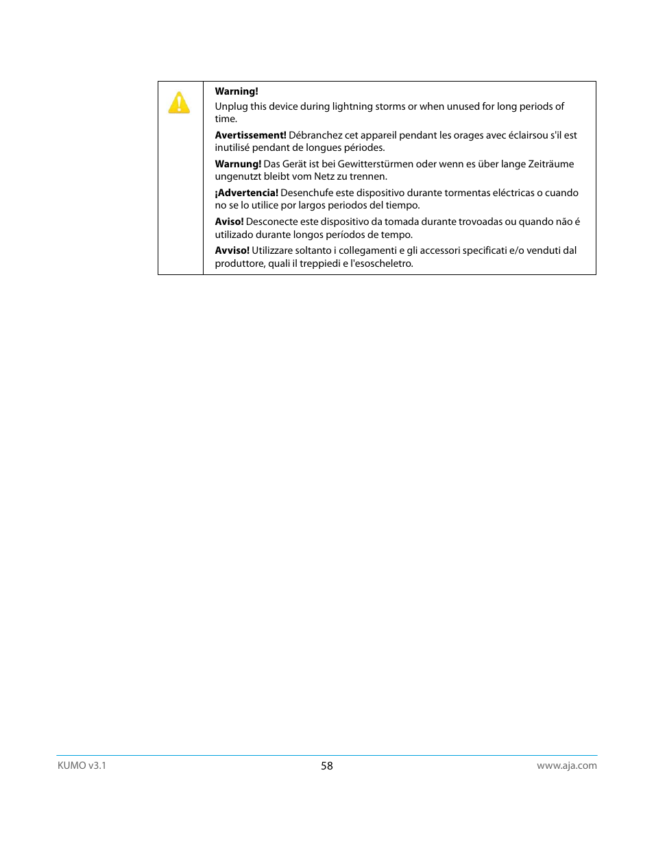 AJA KUMO CP User Manual | Page 58 / 66