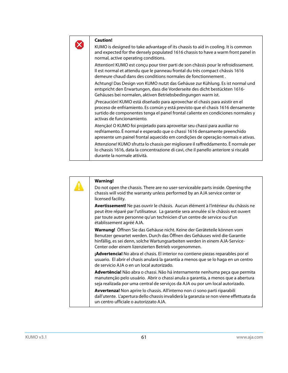 AJA KUMO CP User Manual | Page 61 / 66