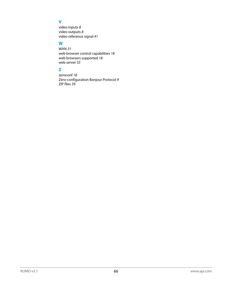 AJA KUMO CP User Manual | Page 66 / 66