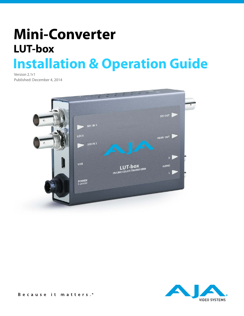 AJA LUT-box User Manual | 34 pages