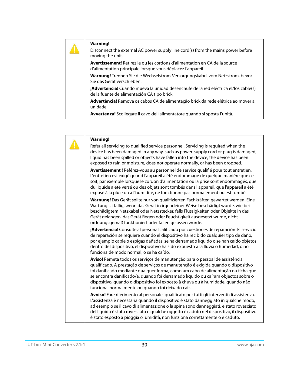 AJA LUT-box User Manual | Page 30 / 34