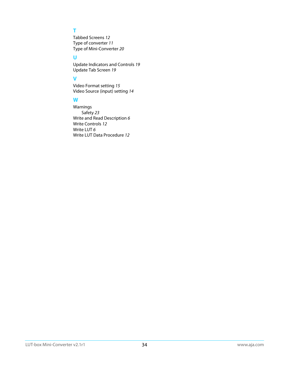 AJA LUT-box User Manual | Page 34 / 34