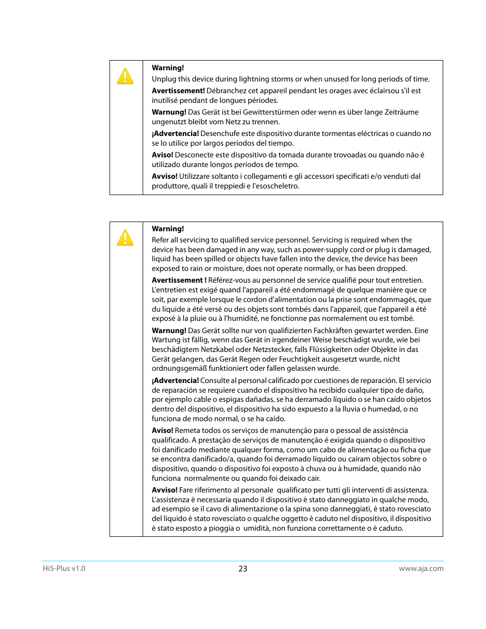 AJA Hi5-Plus Version 1.0 User Manual | Page 23 / 27