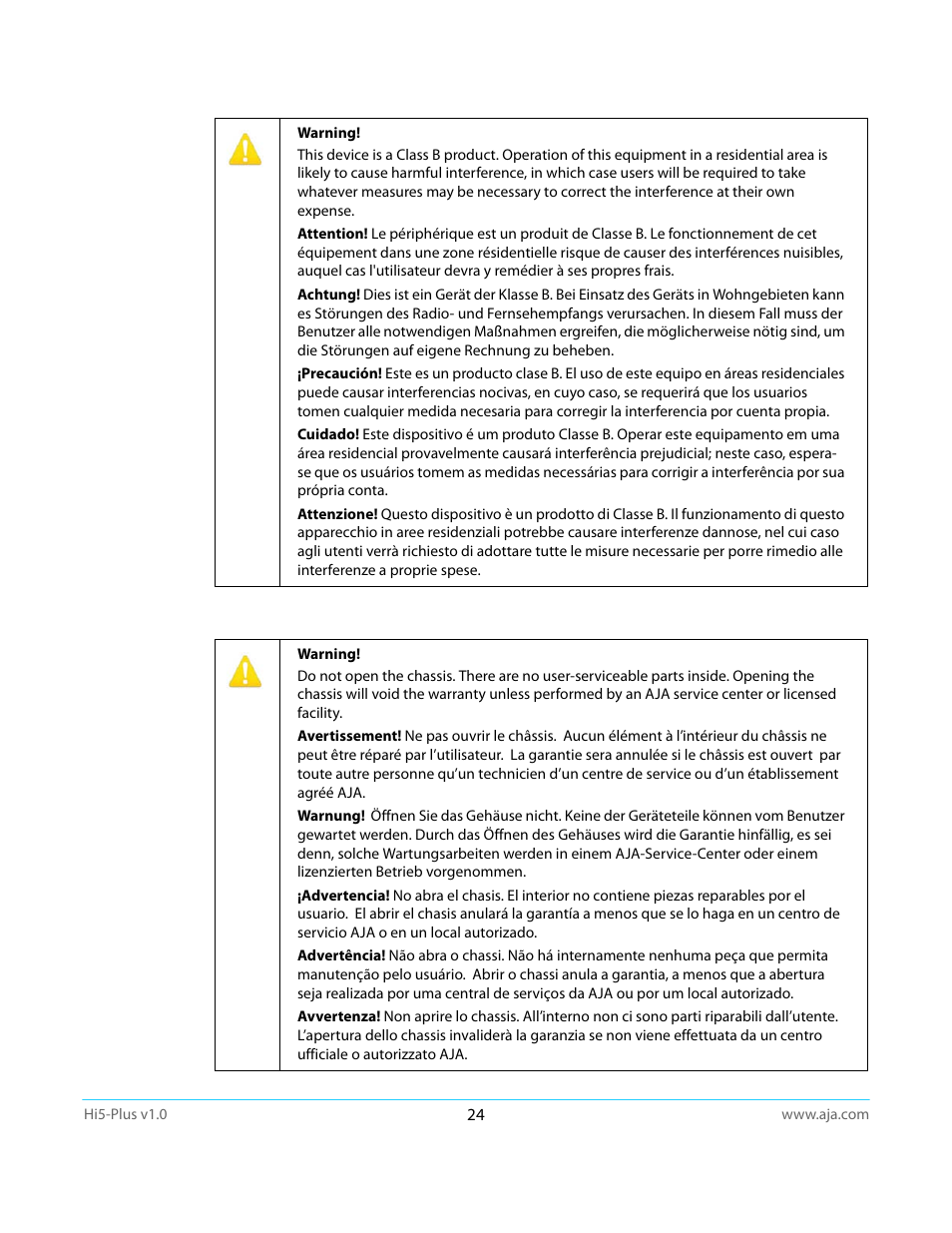 AJA Hi5-Plus Version 1.0 User Manual | Page 24 / 27