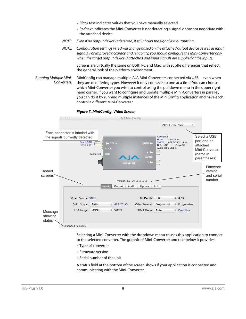 AJA Hi5-Plus Version 1.0 User Manual | Page 9 / 27