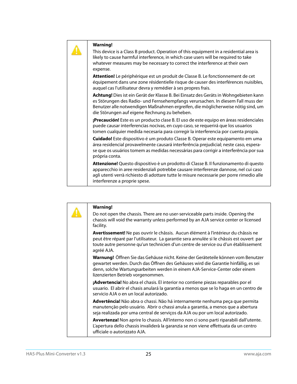 AJA HA5-Plus Version 1.3 User Manual | Page 25 / 28