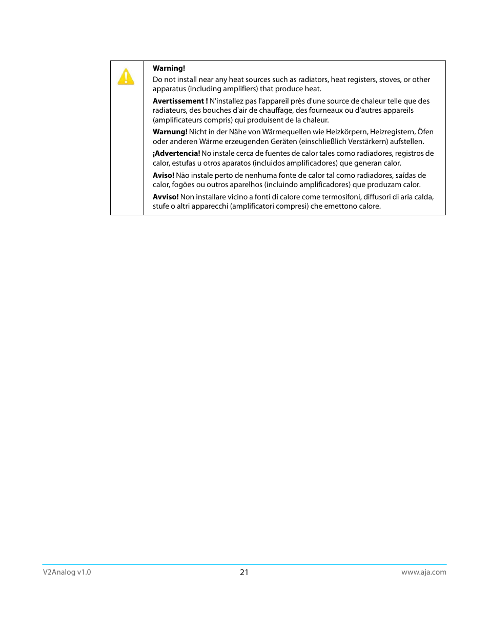 AJA V2Analog User Manual | Page 21 / 27