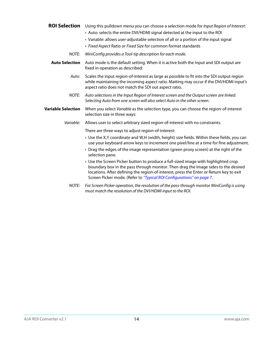 Roi selection | AJA ROI User Manual | Page 14 / 36