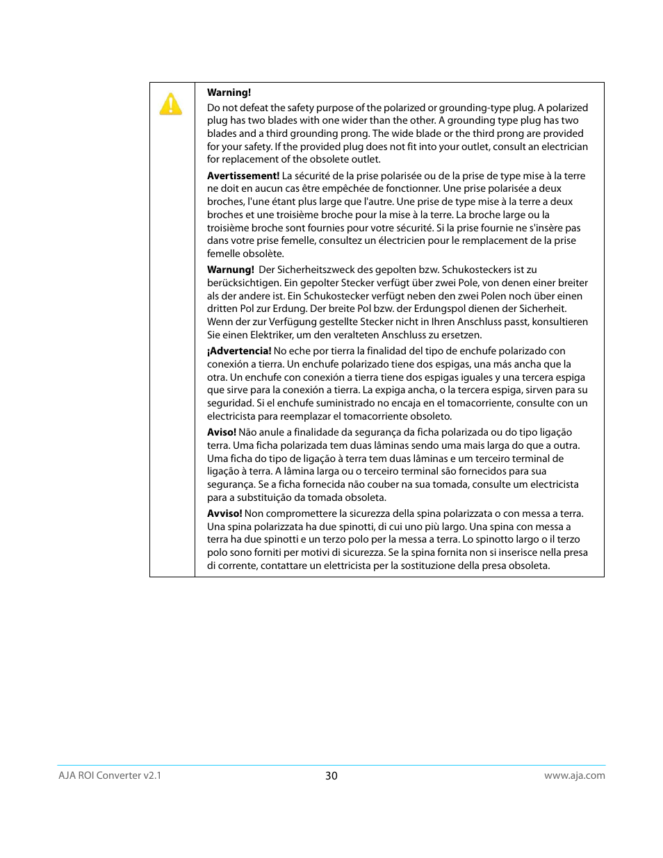 AJA ROI User Manual | Page 30 / 36
