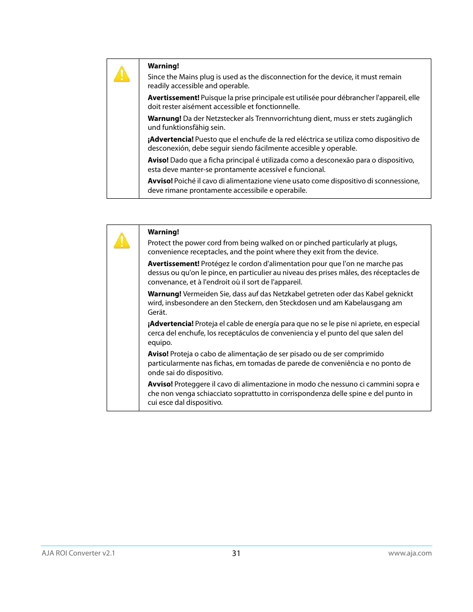 AJA ROI User Manual | Page 31 / 36