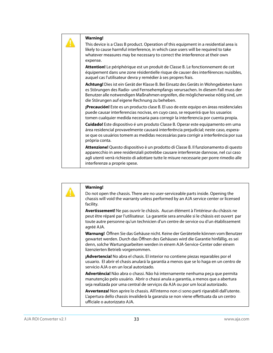 AJA ROI User Manual | Page 33 / 36