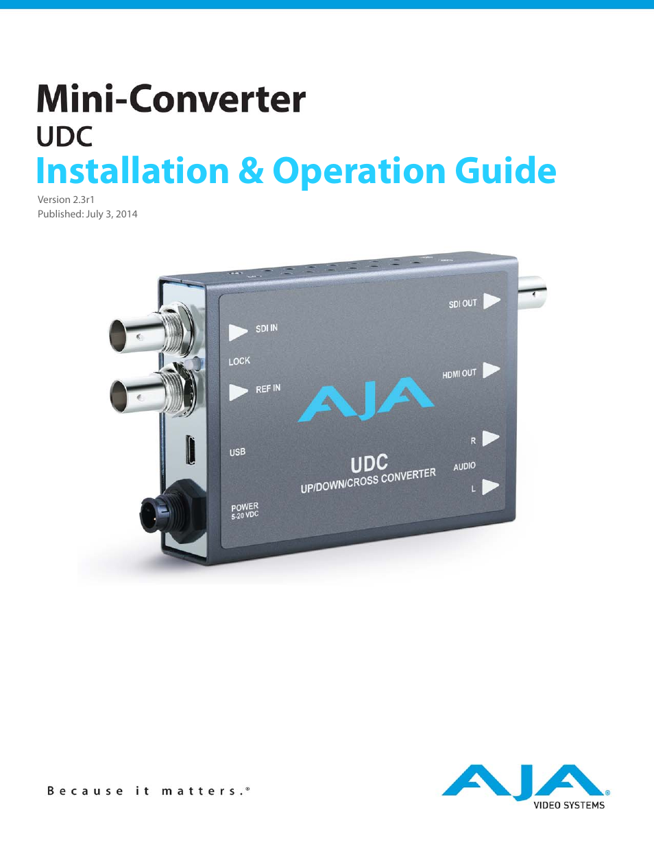 AJA UDC User Manual | 29 pages