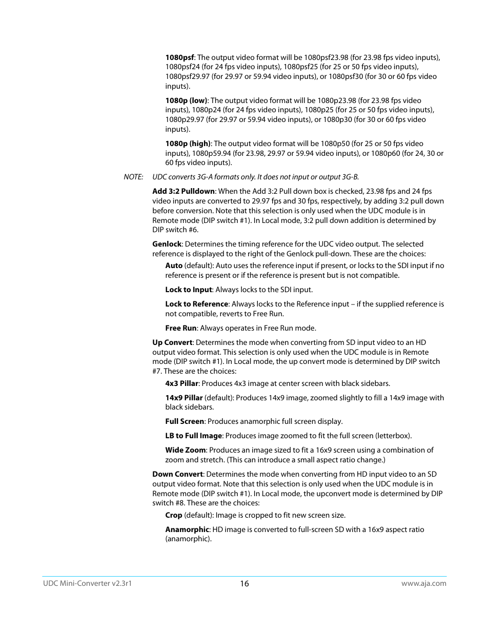 AJA UDC User Manual | Page 16 / 29