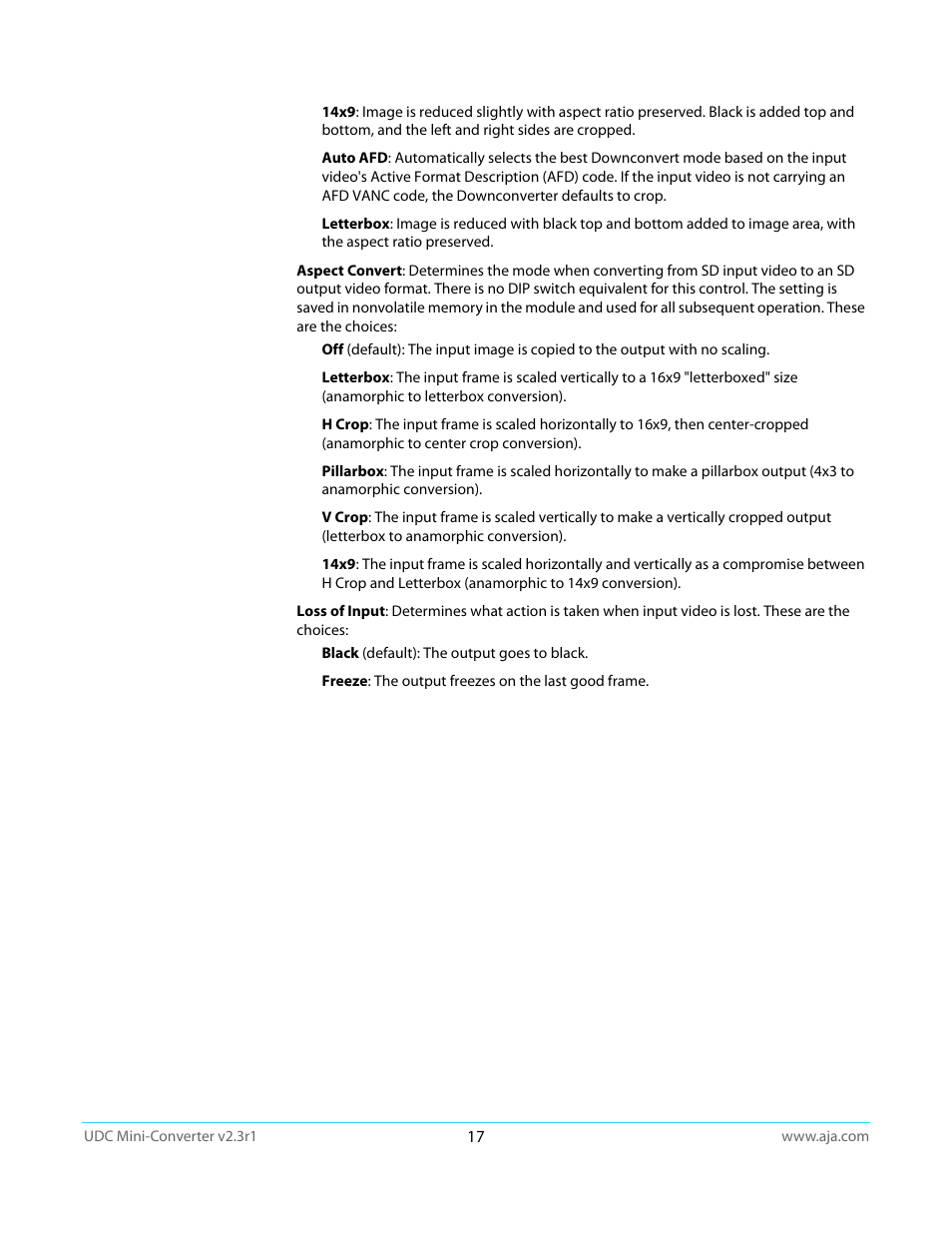 AJA UDC User Manual | Page 17 / 29