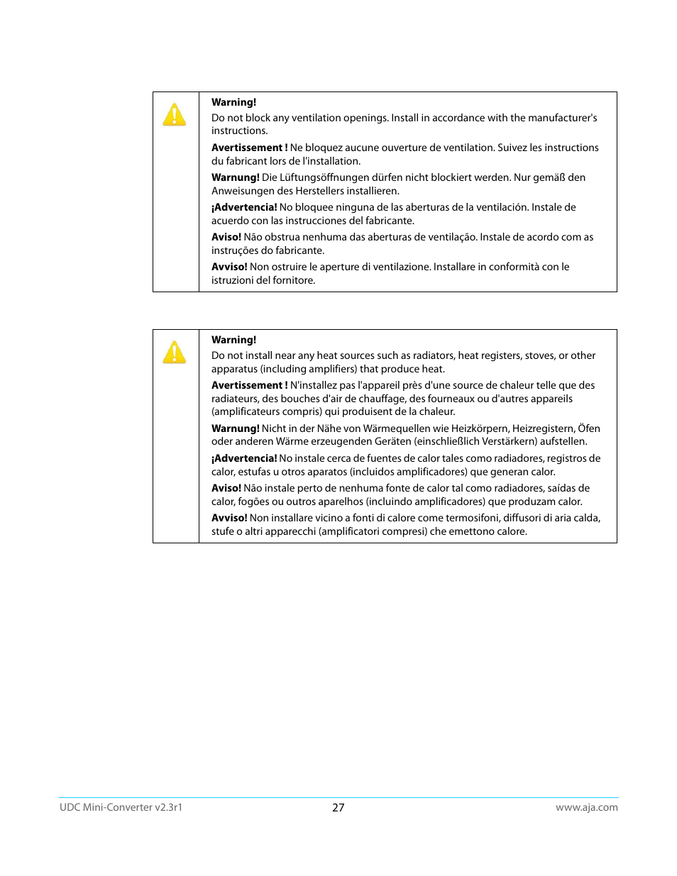 AJA UDC User Manual | Page 27 / 29