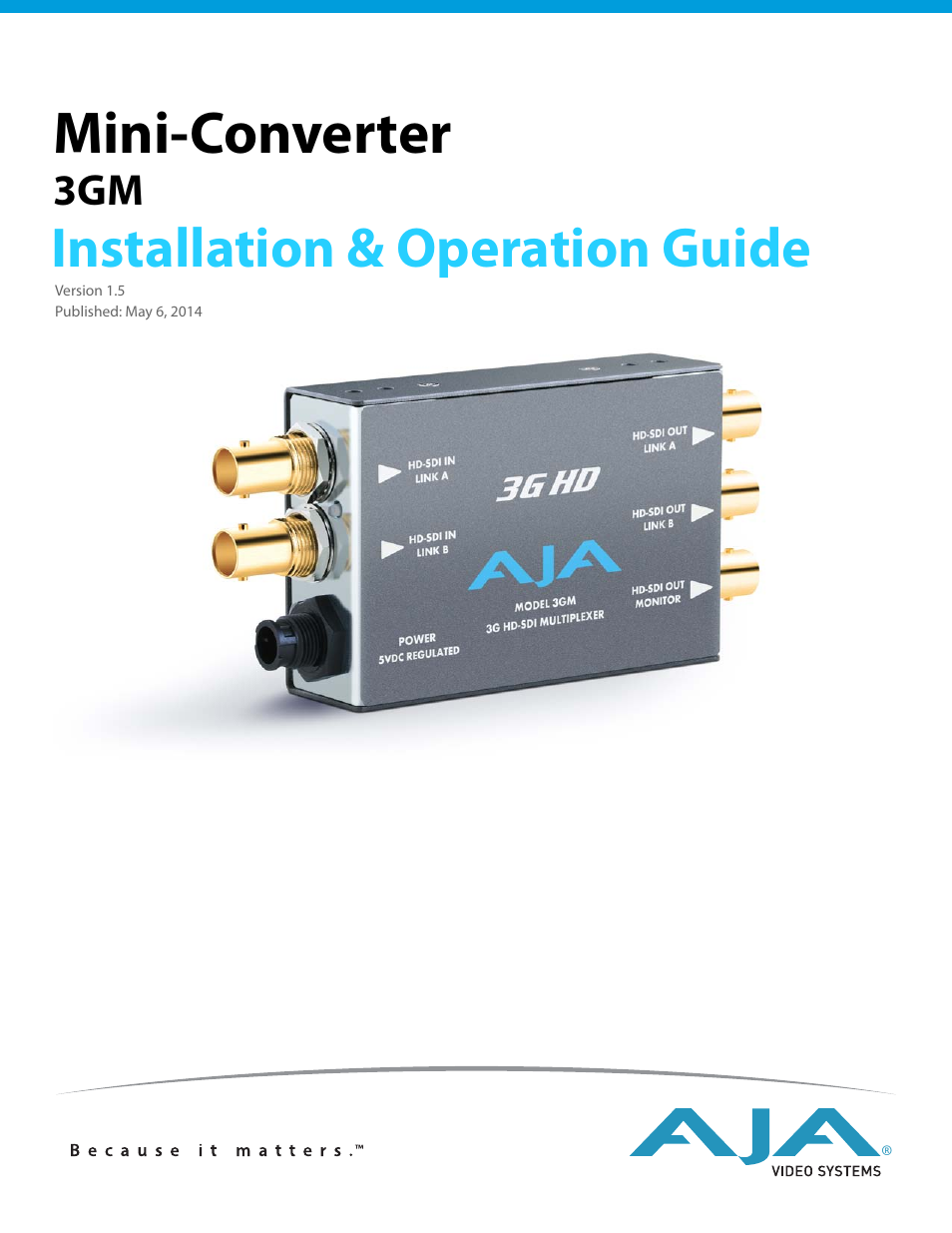 AJA 3GM User Manual | 19 pages
