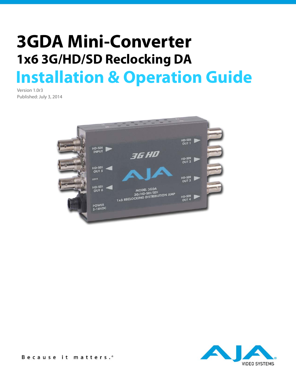 AJA 3GDA User Manual | 13 pages