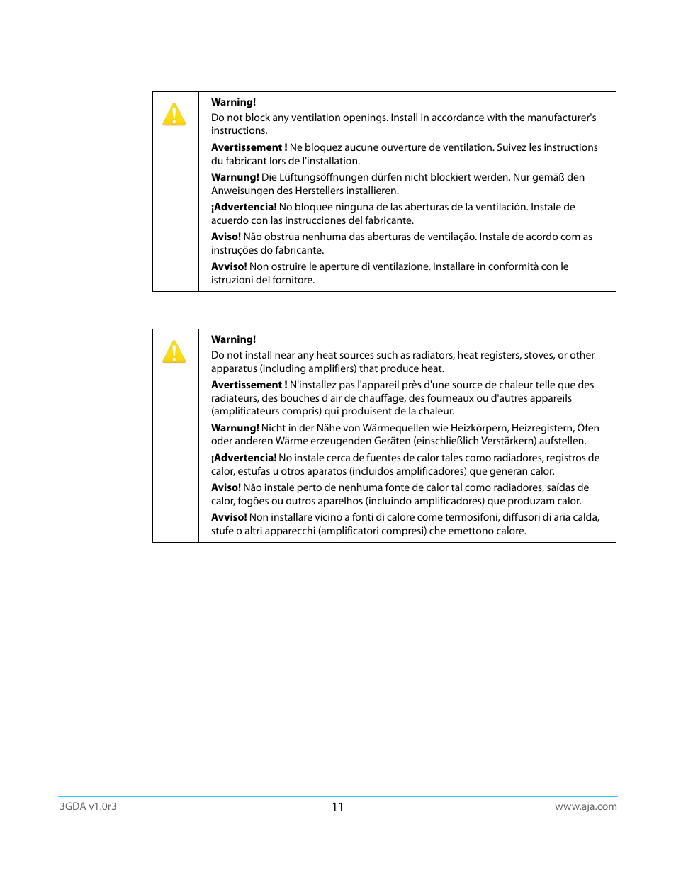 AJA 3GDA User Manual | Page 11 / 13