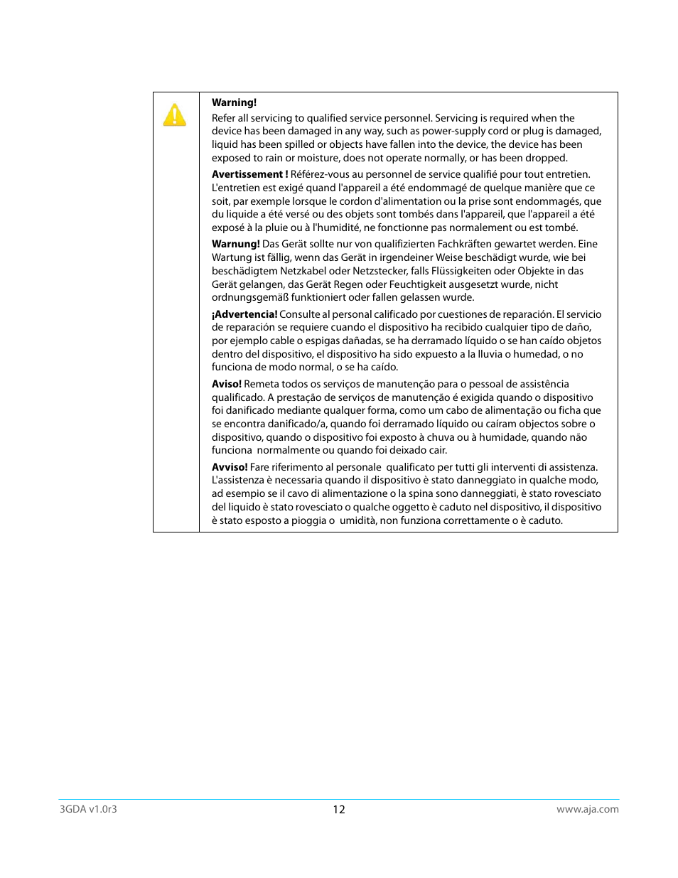 AJA 3GDA User Manual | Page 12 / 13