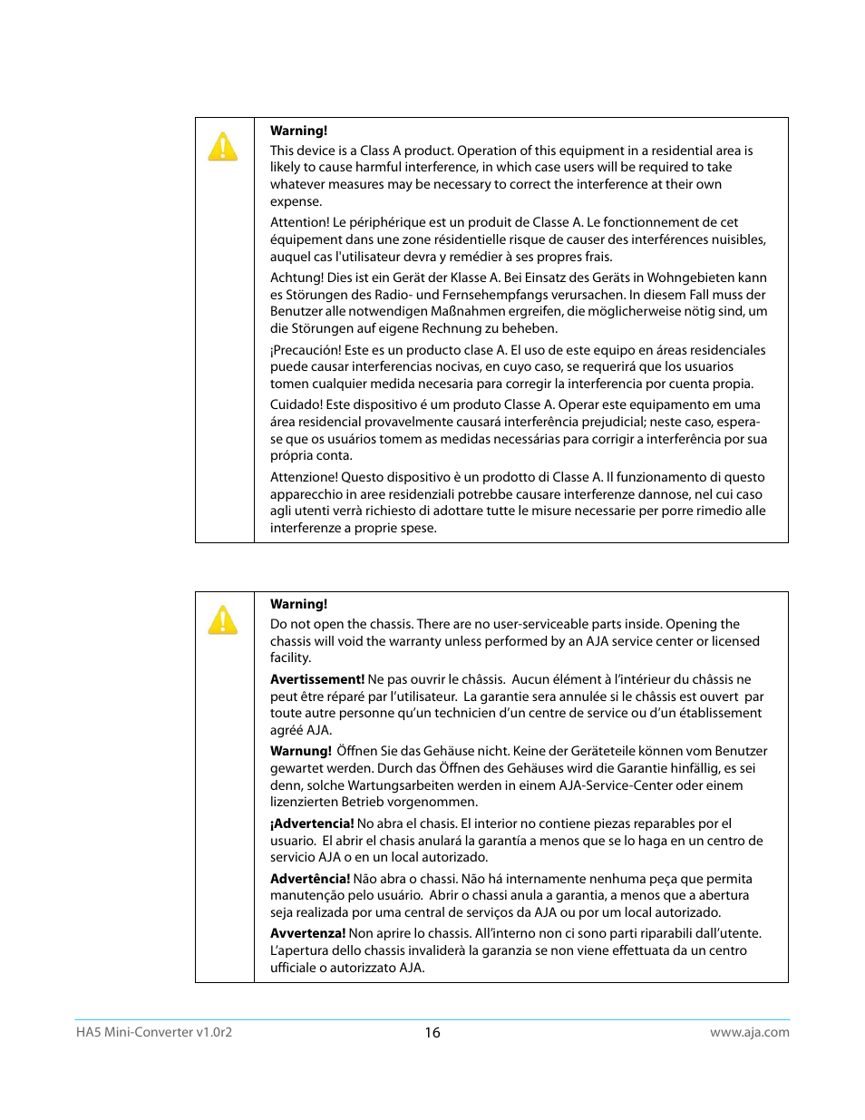 AJA HA5 User Manual | Page 16 / 18