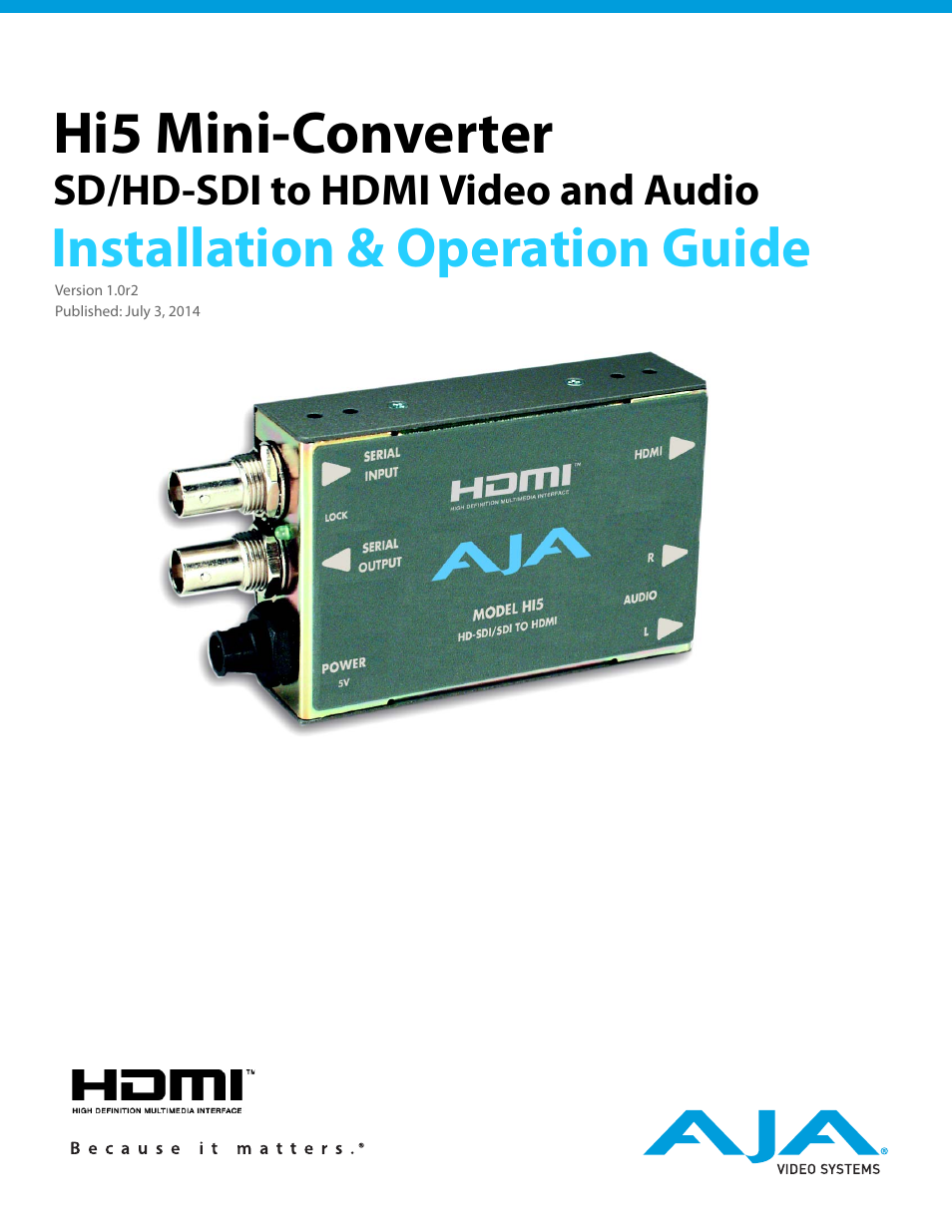 AJA Hi5 User Manual | 19 pages