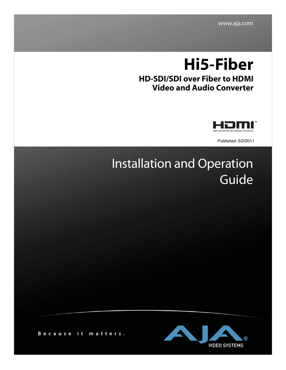 AJA Hi5-Fiber User Manual | 6 pages