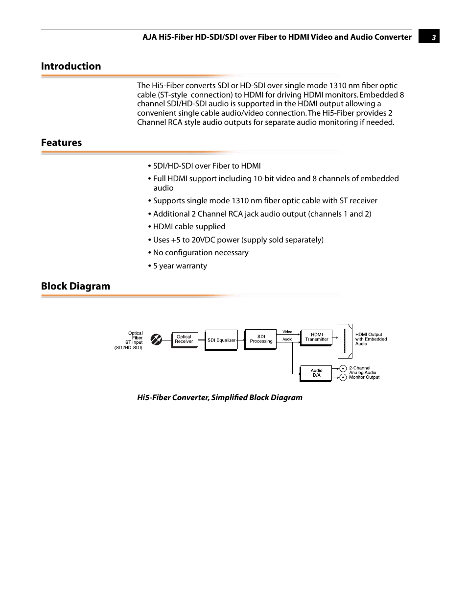 AJA Hi5-Fiber User Manual | Page 3 / 6