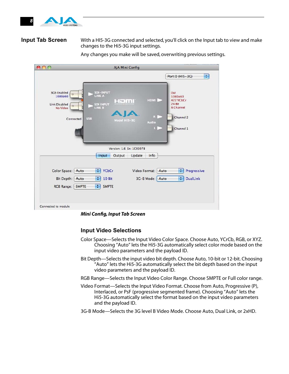 AJA Hi5-3G User Manual | Page 8 / 18