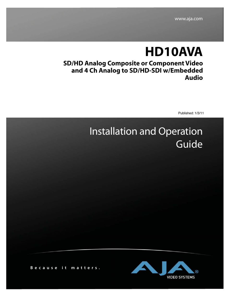 AJA HD10AVA User Manual | 8 pages
