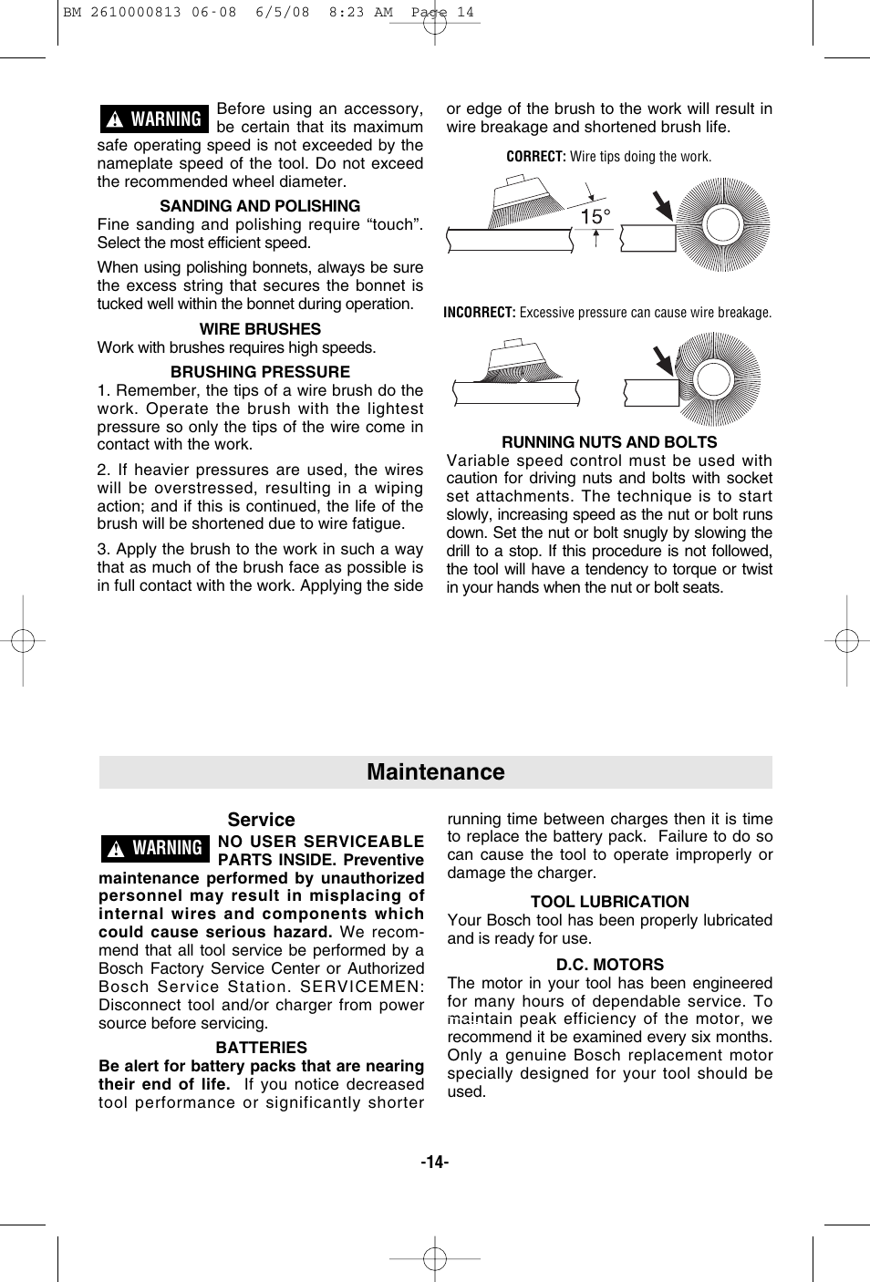 Maintenance | Bosch PS30 User Manual | Page 14 / 44