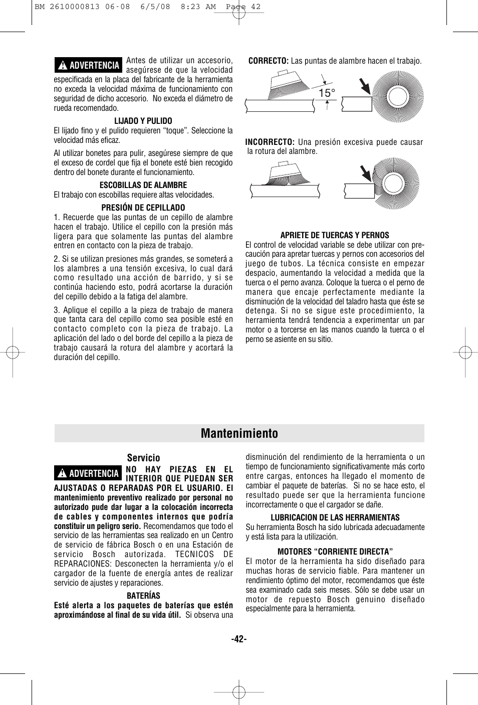 Mantenimiento | Bosch PS30 User Manual | Page 42 / 44