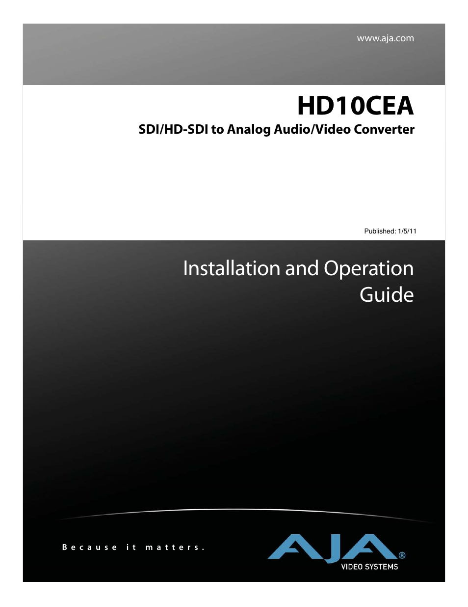 AJA HD10CEA User Manual | 8 pages