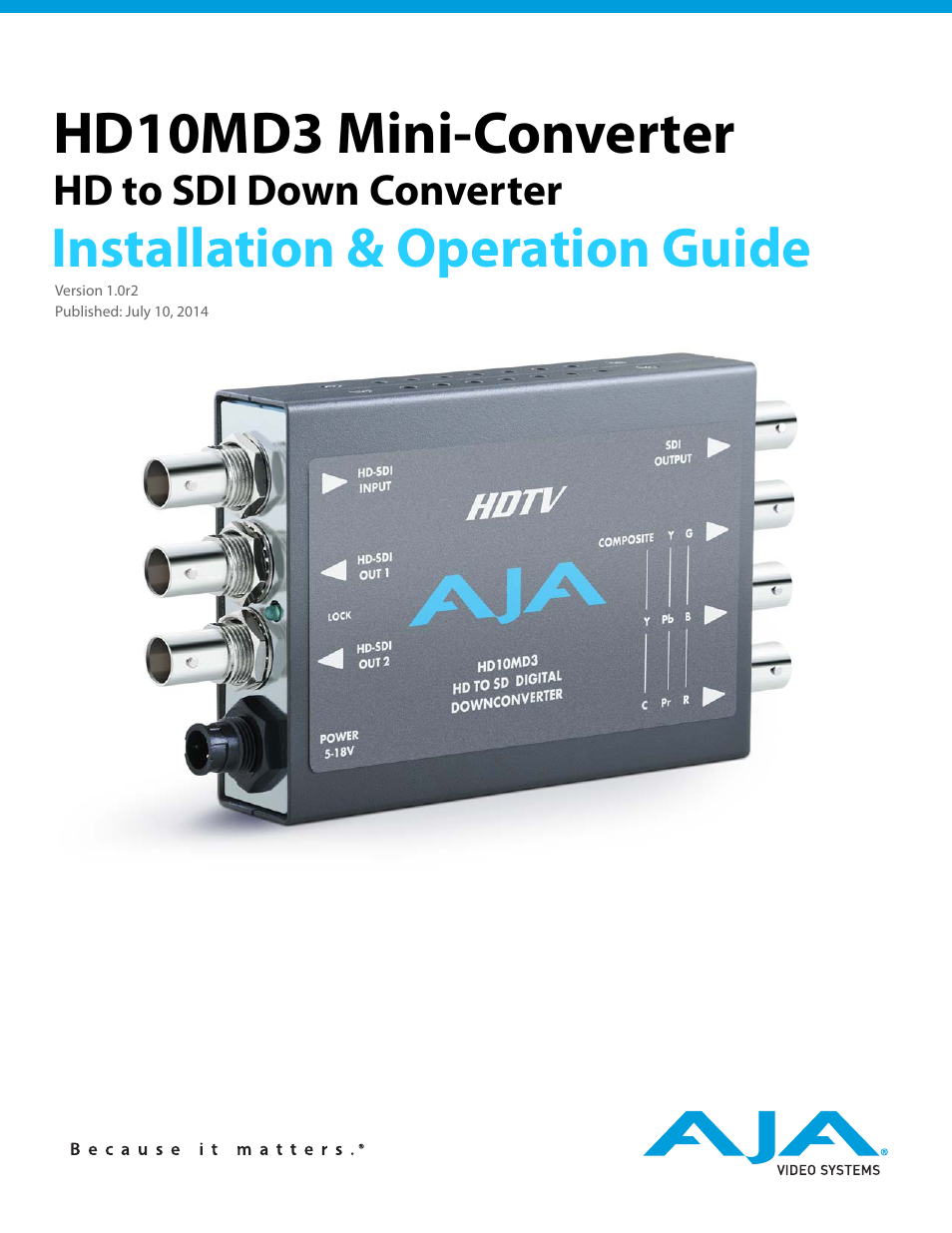 AJA HD10MD3 User Manual | 21 pages