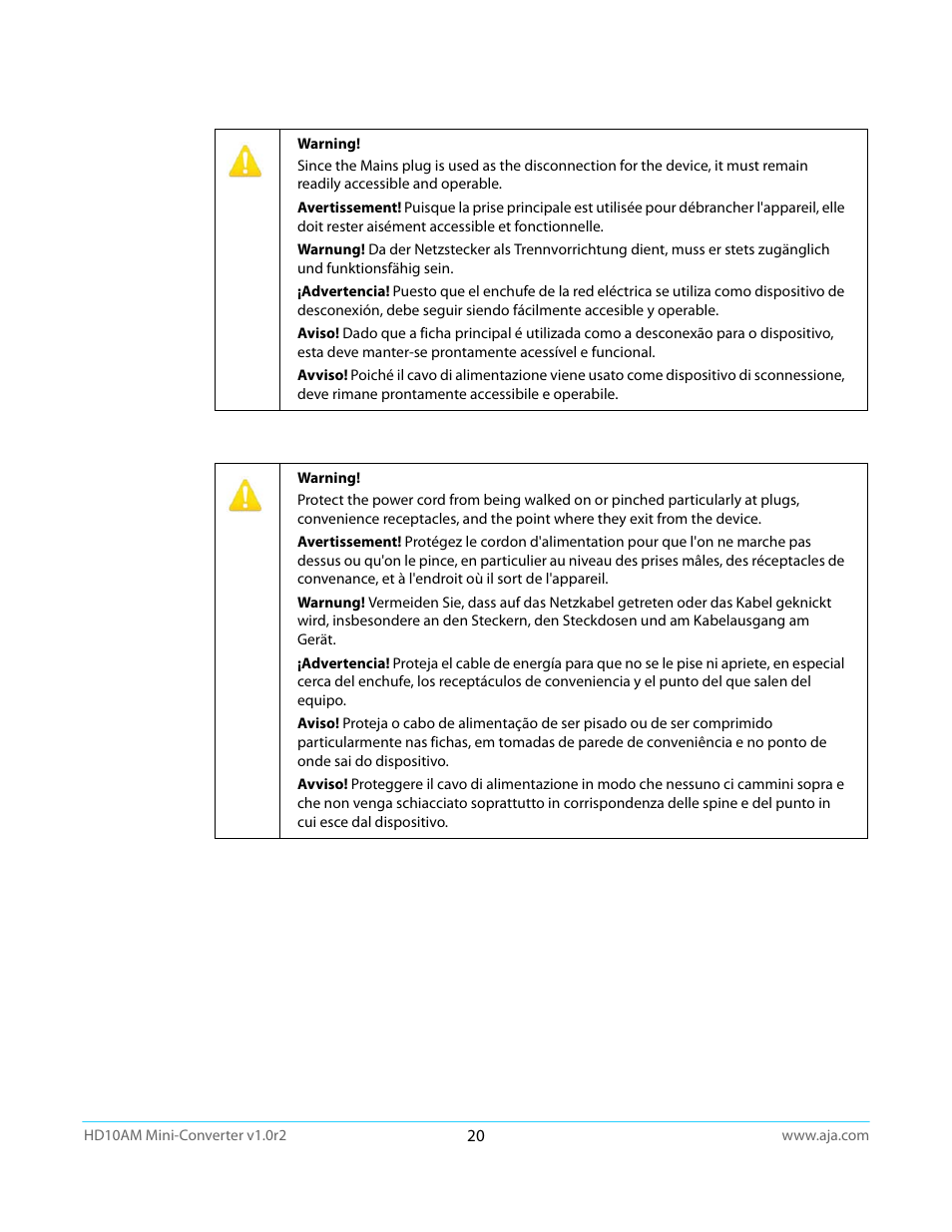 AJA HD10AM User Manual | Page 20 / 24