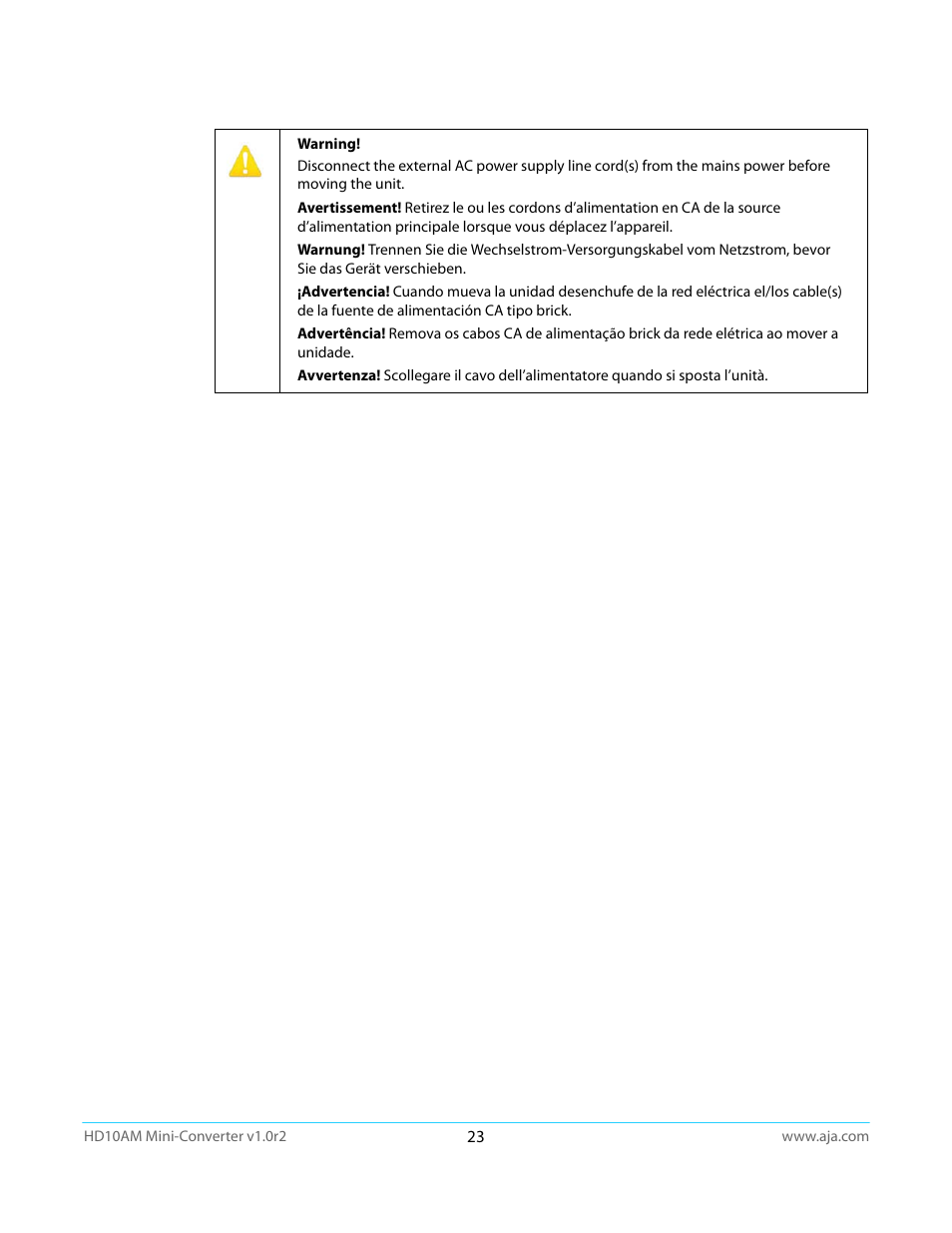 AJA HD10AM User Manual | Page 23 / 24