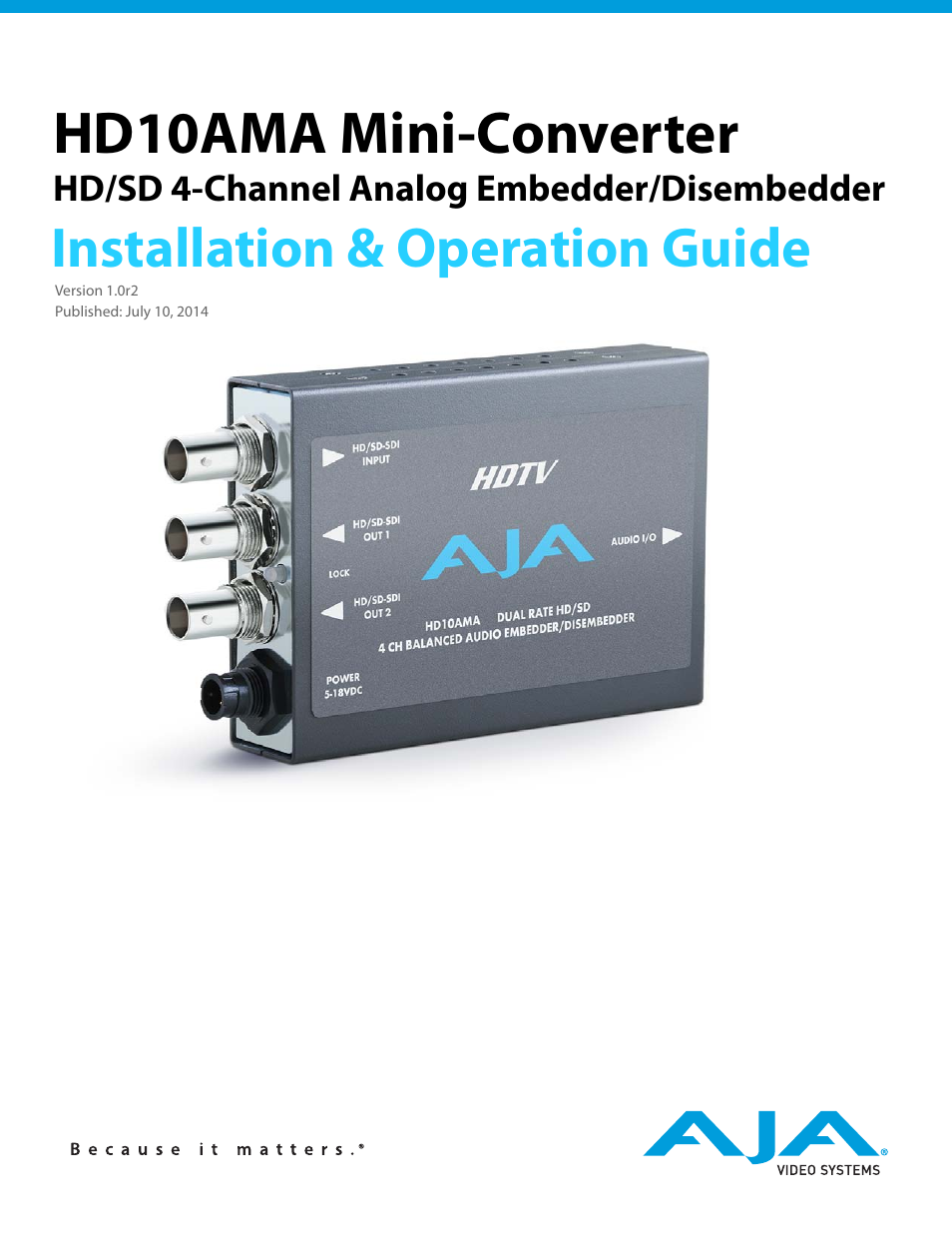 AJA HD10AMA User Manual | 24 pages