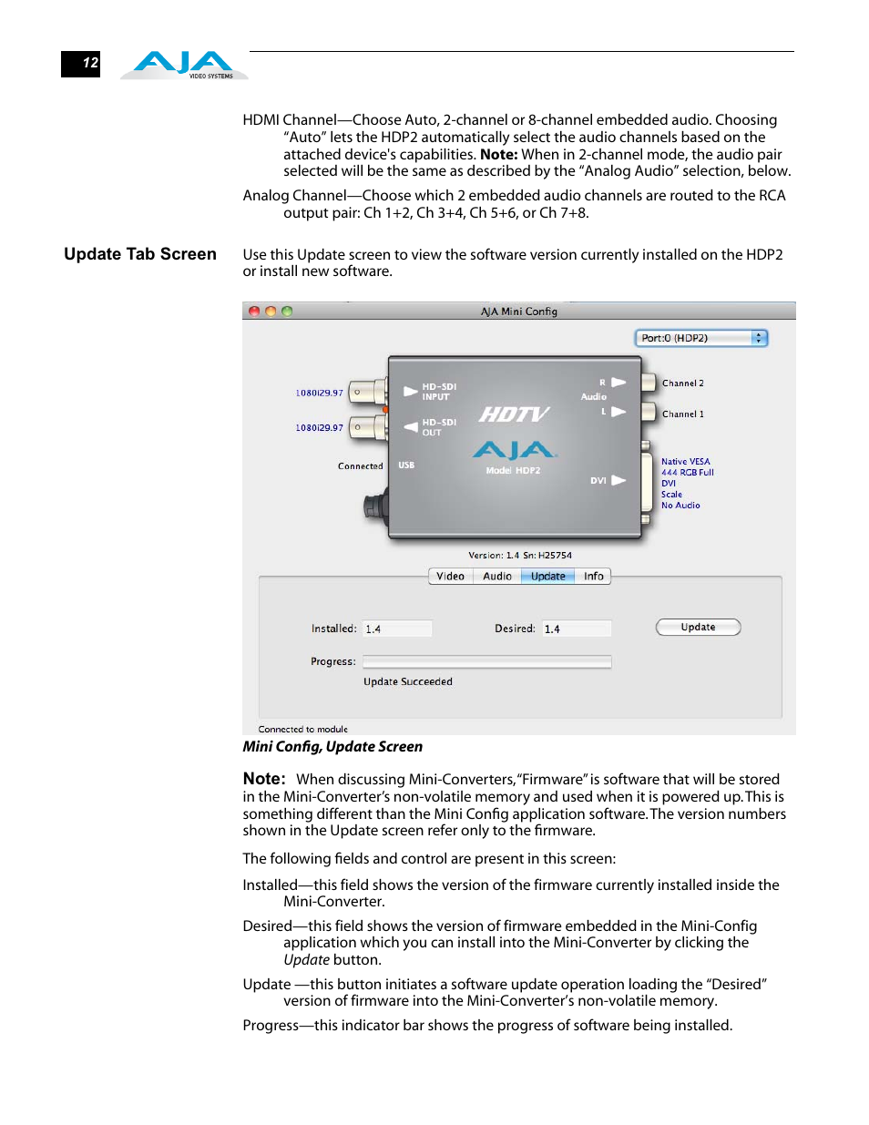 AJA HDP2 User Manual | Page 12 / 20