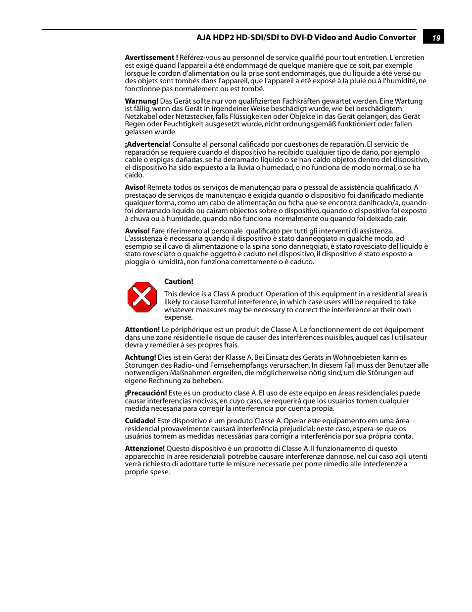 AJA HDP2 User Manual | Page 19 / 20