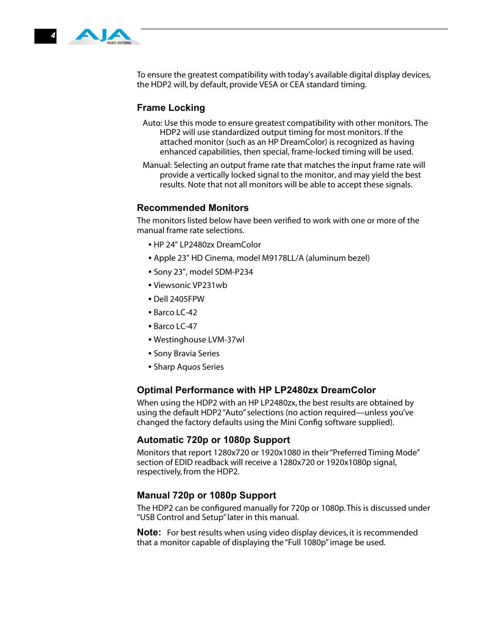 AJA HDP2 User Manual | Page 4 / 20