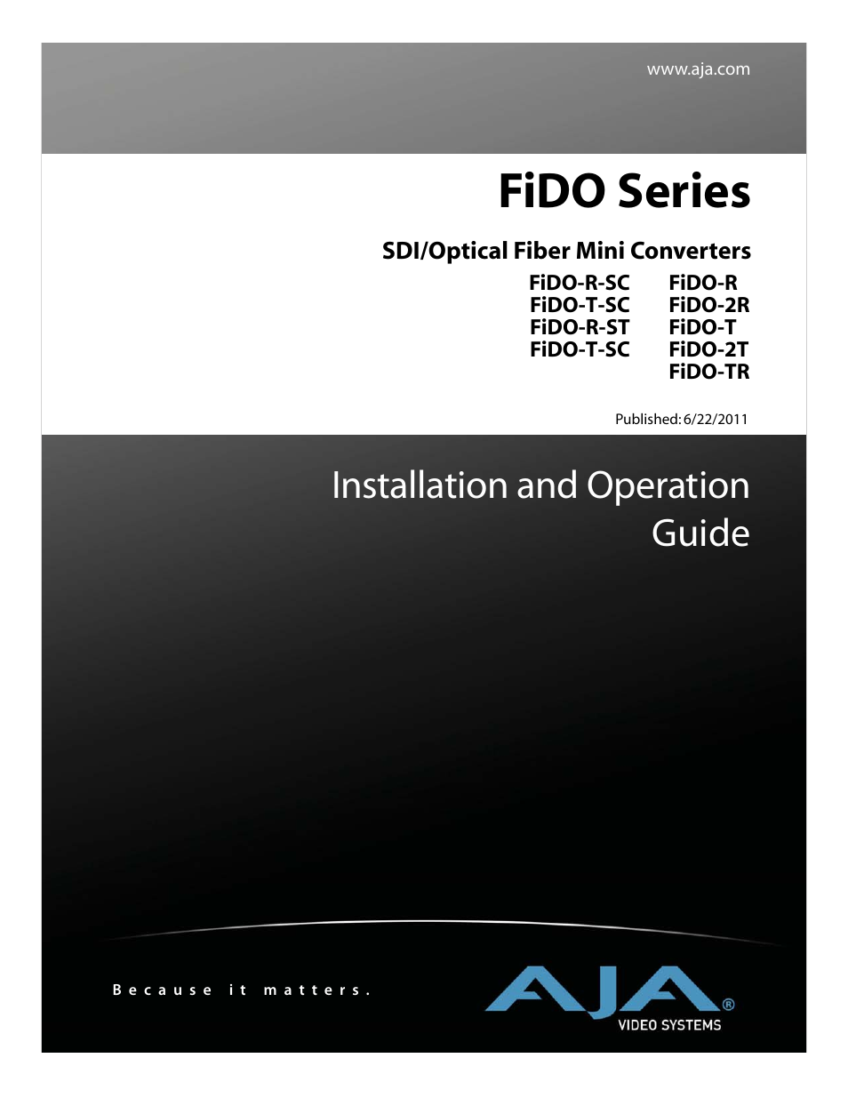 AJA FiDO User Manual | 18 pages