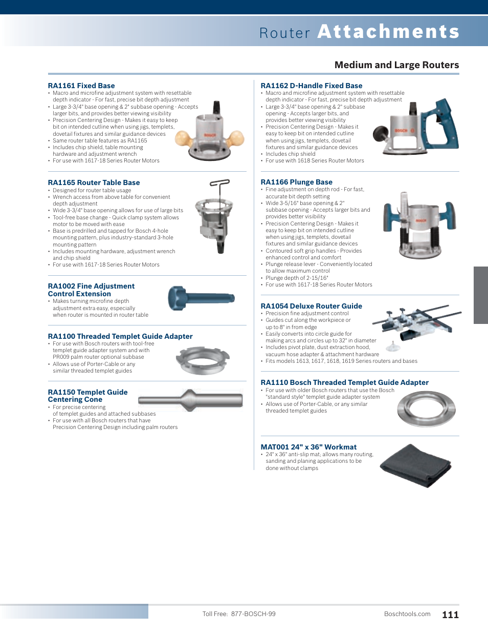 Attachments, Router, Medium and large routers | Bosch PR20EVSK User Manual | Page 7 / 34