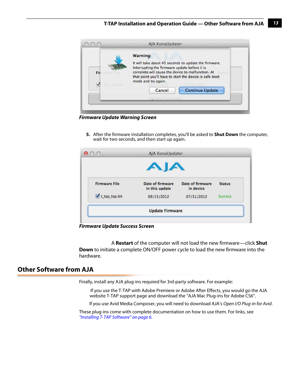 Other software from aja | AJA T-TAP User Manual | Page 19 / 43