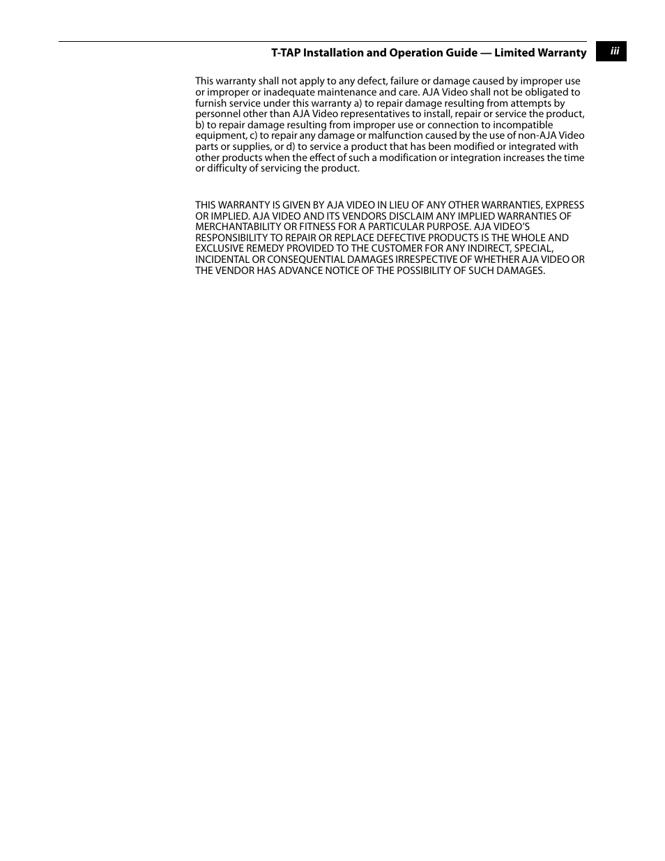 AJA T-TAP User Manual | Page 3 / 43